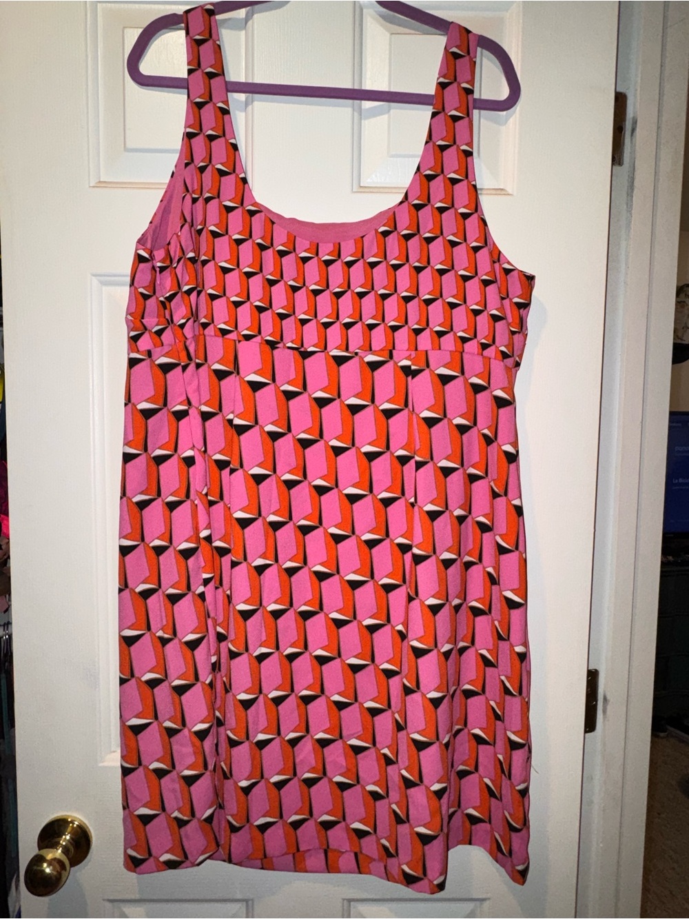 Diane Von Furstenberg Pink and Orange Geometric Print Dress
